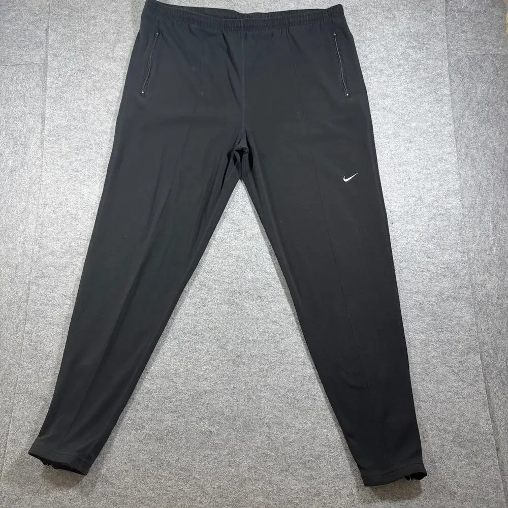 Nike Sweatpants Mens L Black Tapered Zip Pockets Drawstring Athletic Zip Ankles